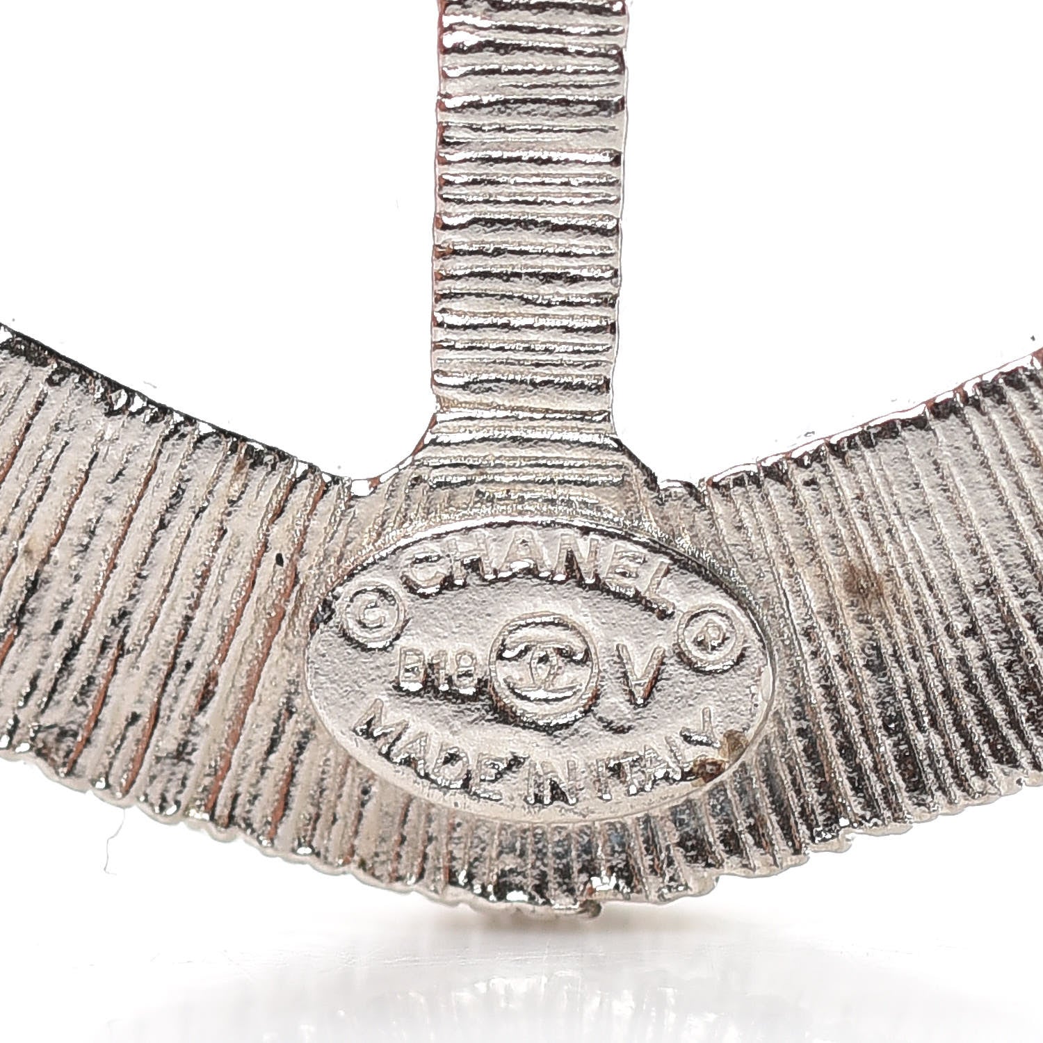 Chanel Swarovski Baguette Crystal CC Shield Brooch Silver 4 of 5