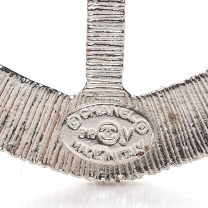 Chanel Swarovski Baguette Crystal CC Shield Brooch Silver 4 of 5