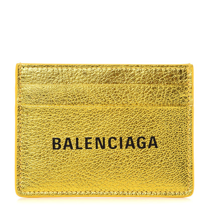 Balenciaga Metallic Goatskin Logo Everyday Multi Card Case Oro Black 1 of 6