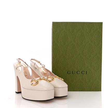 Gucci Nappa Horsebit Platform 35/120mm Slingback Pumps 40 New Mystic White 10 of 10
