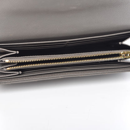 Saint Laurent Grain De Poudre Matelasse Monogram Flap Wallet Fog 5 of 12