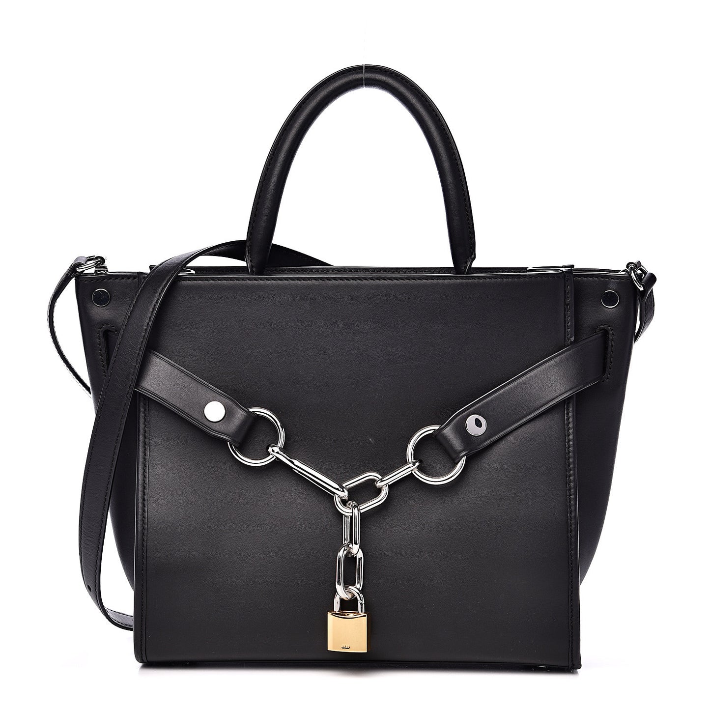 Smooth Calfskin Attica Chain Satchel Black