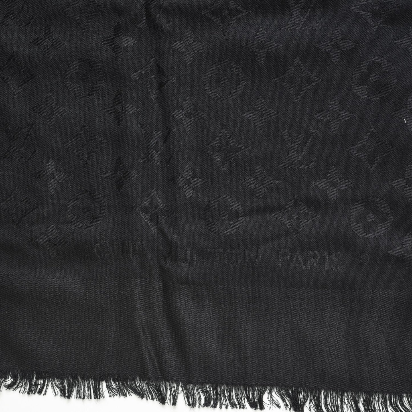 Silk Wool Monogram Shawl Black
