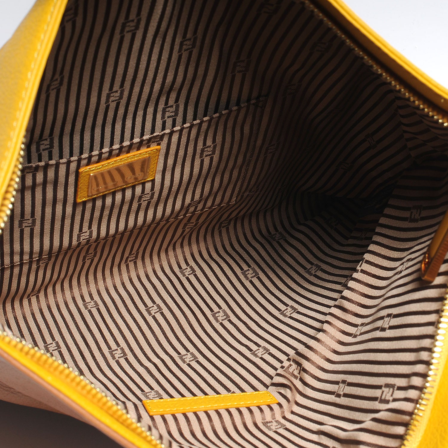 Fendi Grained Calfskin Large Chameleon Pouch Lemon 5 of 9