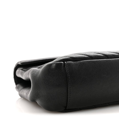 Saint Laurent Sheepskin Matelasse Chevron Monogram Large College Satchel Black 8 of 9