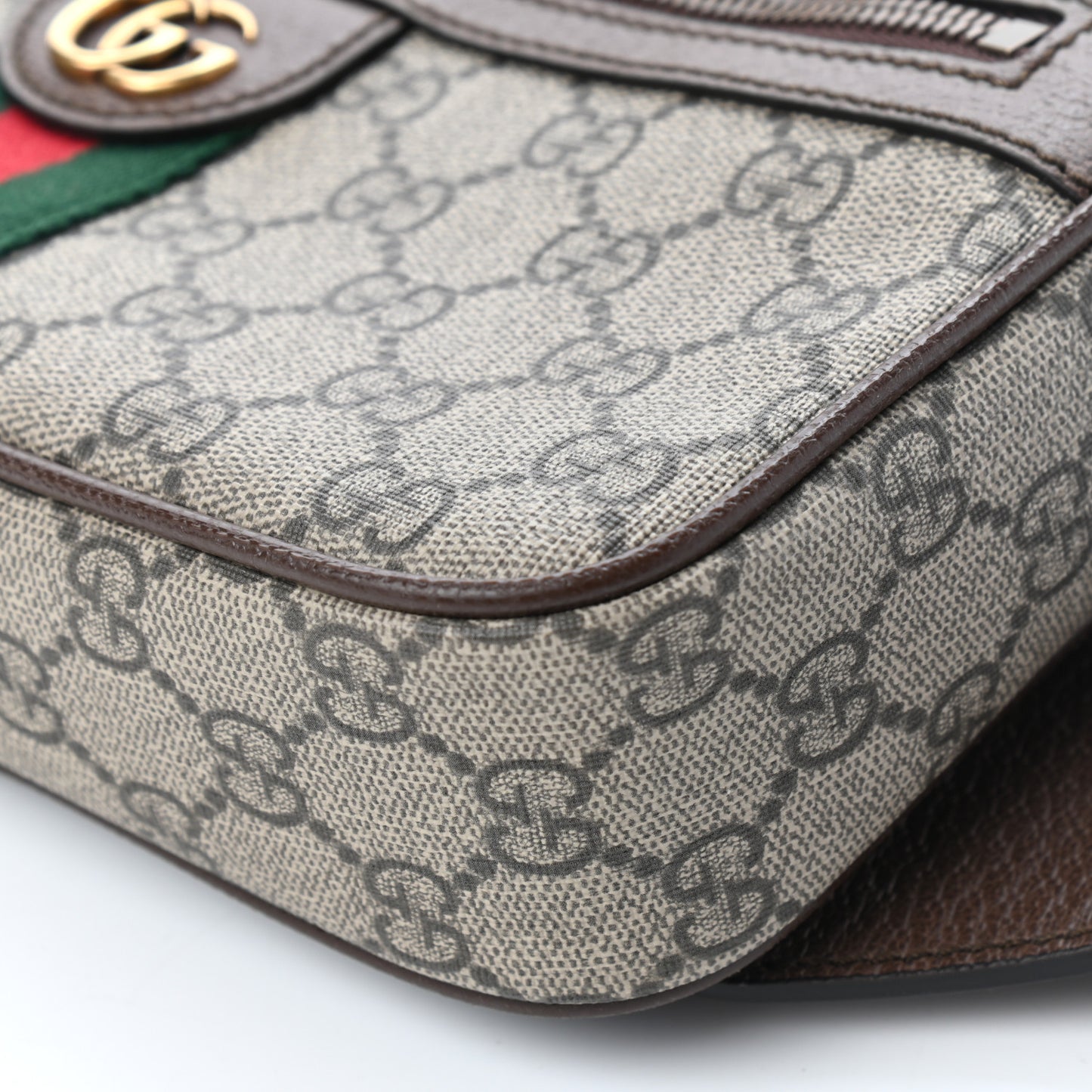 Soft GG Supreme Monogram Medium Ophidia Belt Bag Dark Brown