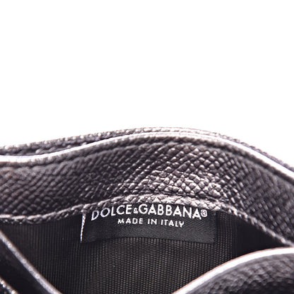 Dolce & Gabbana Metallic Dauphine Embellished Logo Zip Card Holder Argento 6 of 7