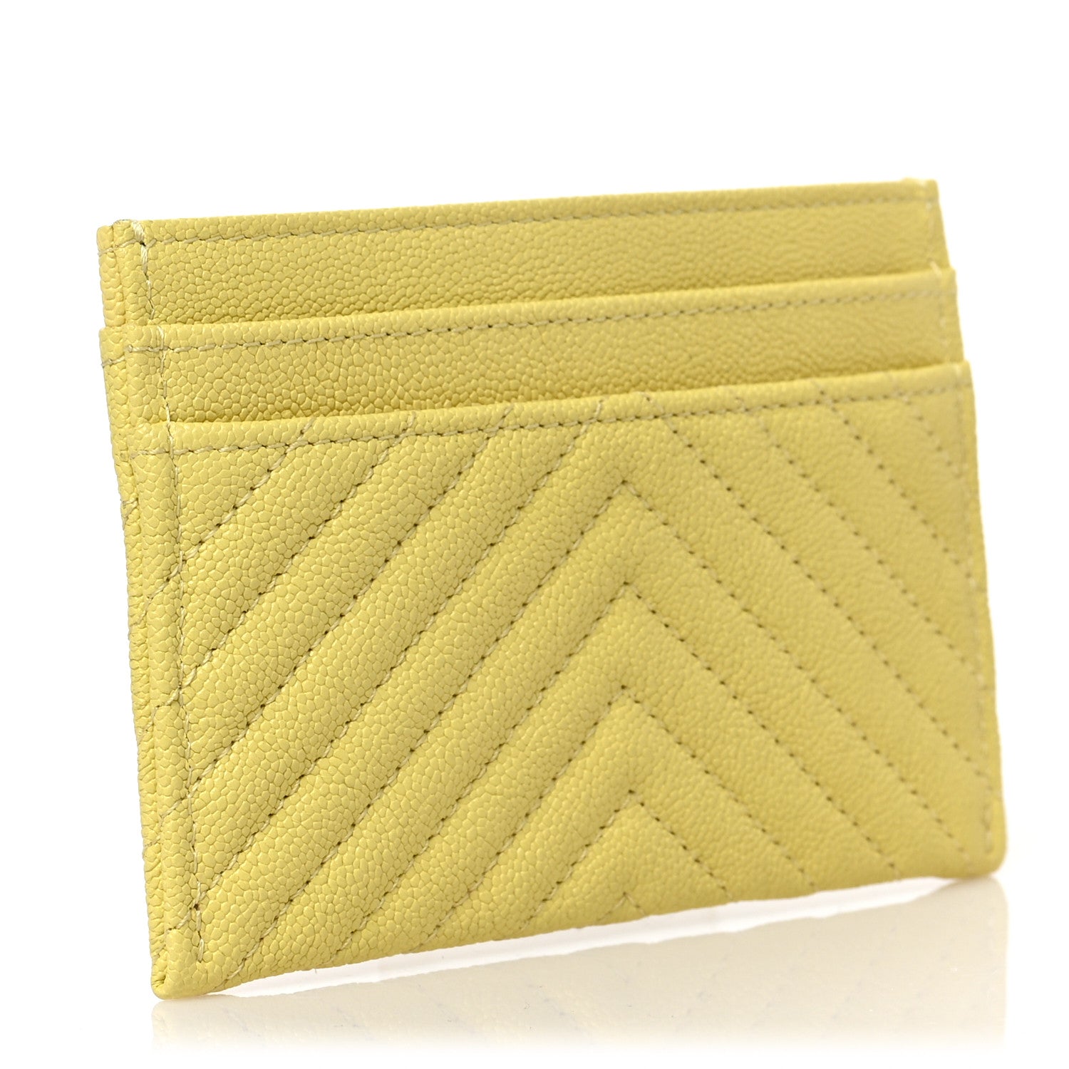 Chanel Caviar Chevron Quilted Boy Card Holder Yellow 3 of 7