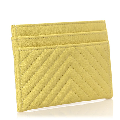 Chanel Caviar Chevron Quilted Boy Card Holder Yellow 3 of 7