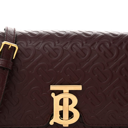 Burberry Calfskin Monogram Embossed TB Bag Oxblood 8 of 11