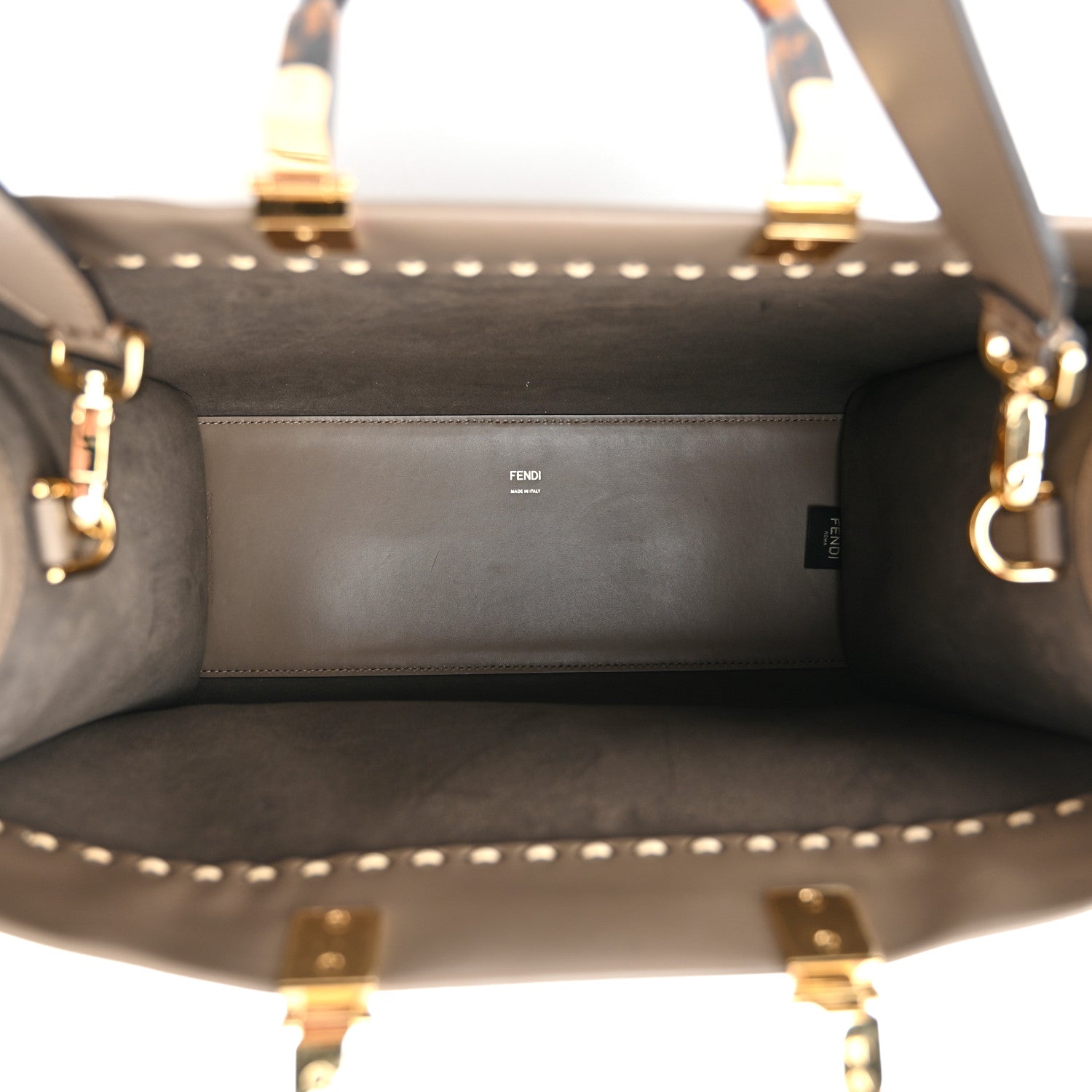 Fendi Vitello King Plexiglass Elaphe Python Print Logo Medium Fendi Sunshine Shopper Tote Tartufo Daisy Roccia 5 of 9