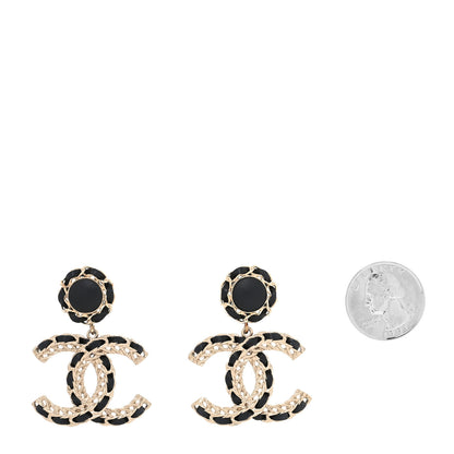 Chanel Lambskin CC Chain Drop Earrings Black Gold 2 of 4