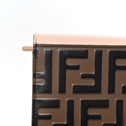 Fendi Vitello Cruise F is Fendi Bi-Color FF 1974 Embossed Continental Envelope Wallet Maya Black Light Rose 8 of 9