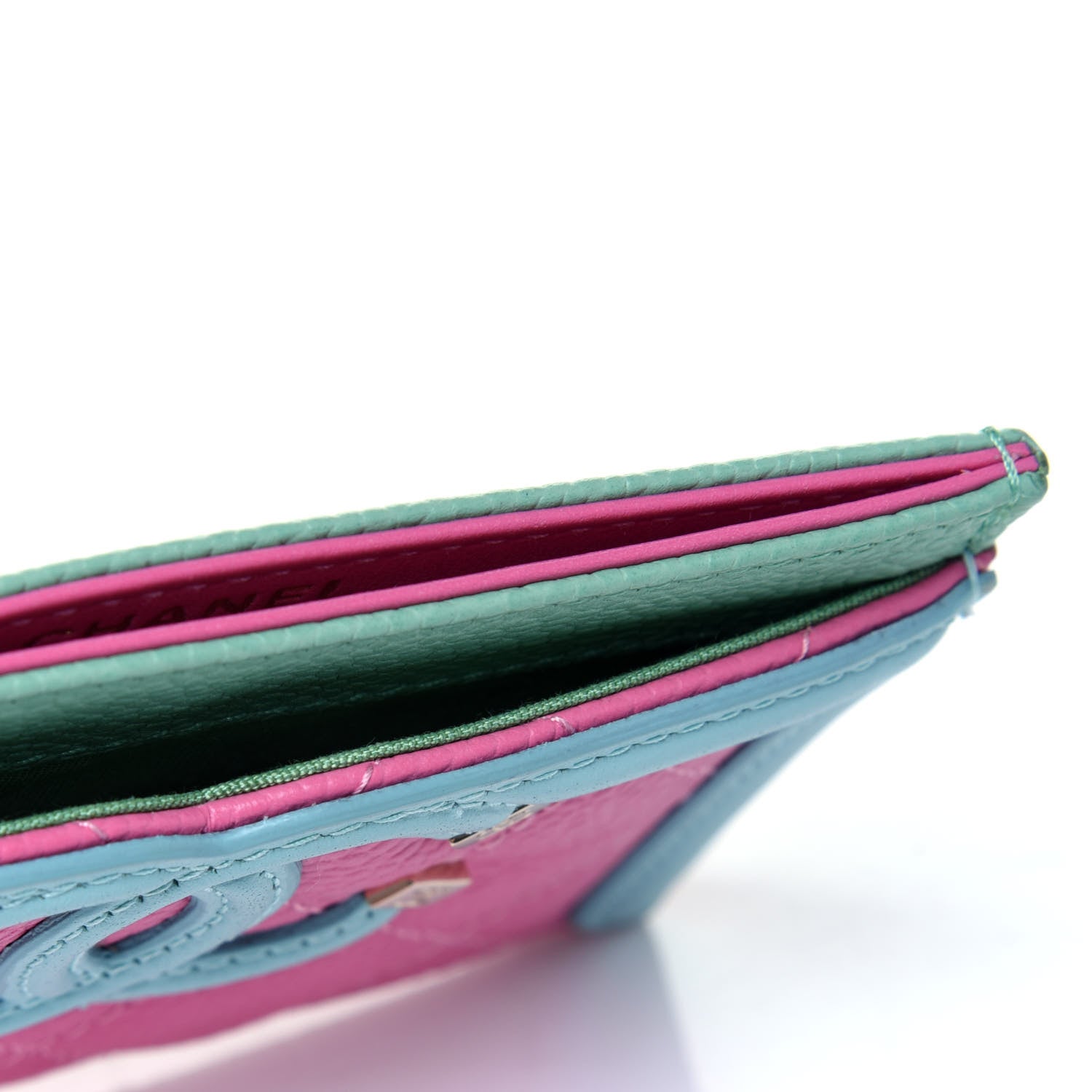 Chanel Caviar Quilted CC Filigree Card Holder Pink Blue Green 9 of 11