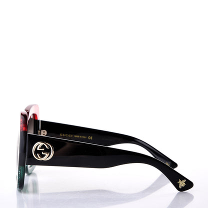 Gucci Square Frame GG0083S Sunglasses Glitter Red Black Green 3 of 8