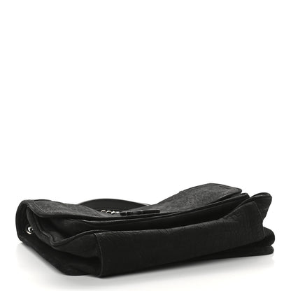 Saint Laurent Nubuck Crocodile Embossed Monogram Medium Niki Chain Satchel Black 4 of 9
