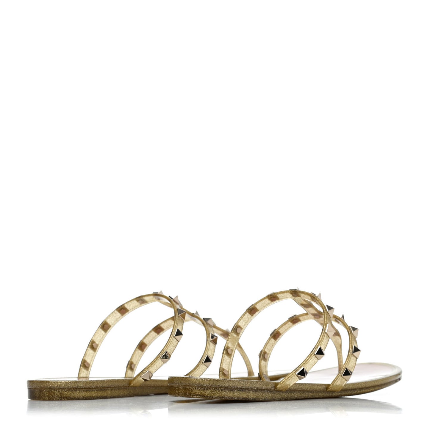 PVC Jelly Glitter Rockstud Caged Thong Sandals 40 Oro