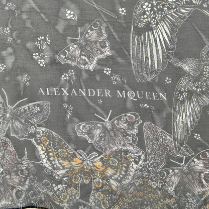 Alexander McQueen Silk Chiffon Wildflower Flight Scarf Black 4 of 4