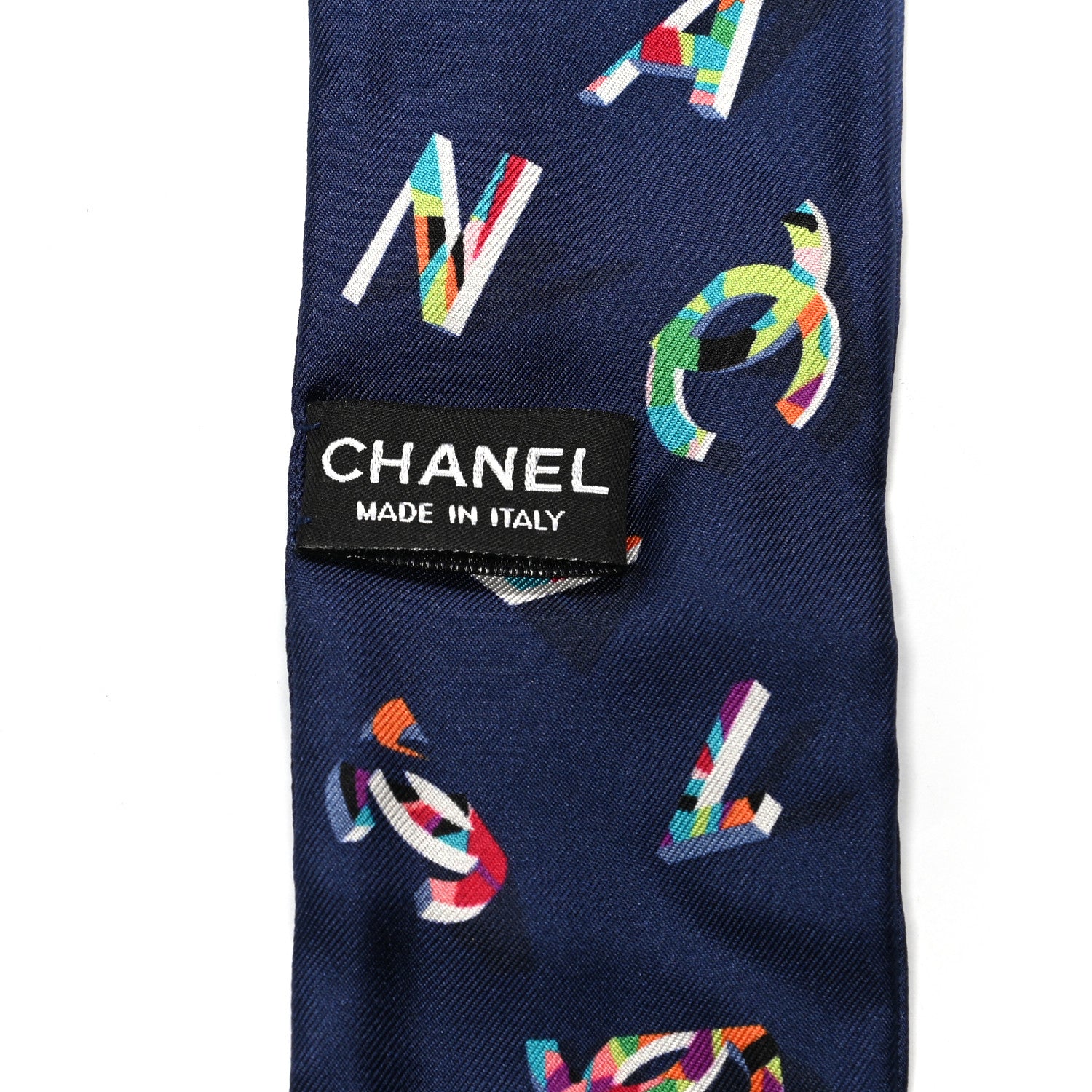 Chanel Silk CC Slim Bandeau Scarf Blue Multicolor 3 of 3
