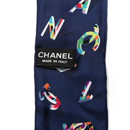 Chanel Silk CC Slim Bandeau Scarf Blue Multicolor 3 of 3