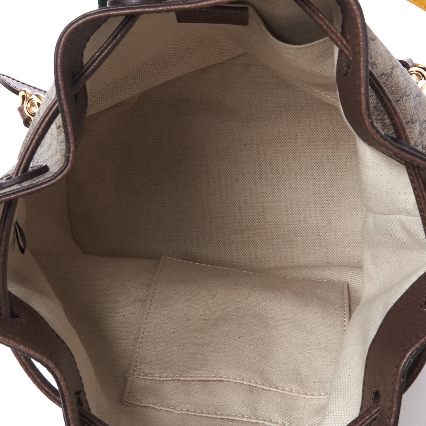 GG Supreme Monogram Neo Vintage Drawstring Bucket Backpack Beige New Acero Crop