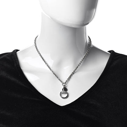 Gucci 18K White Gold Diamond Horsebit Pendant Necklace 2 of 5