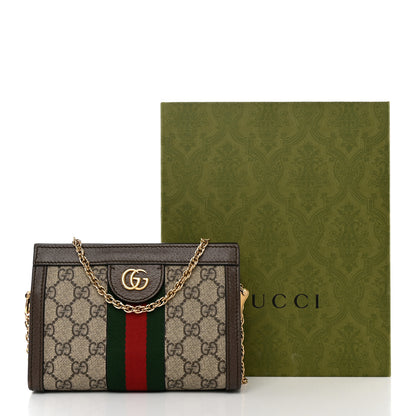 Gucci GG Supreme Monogram Textured Dollar Calfskin Web Mini Ophidia Chain Shoulder Bag Beige Ebony New Acero 12 of 12