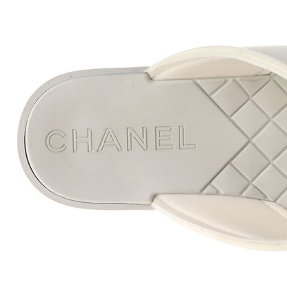 Chanel Fabric CC Thong Sandals 41 White 6 of 12