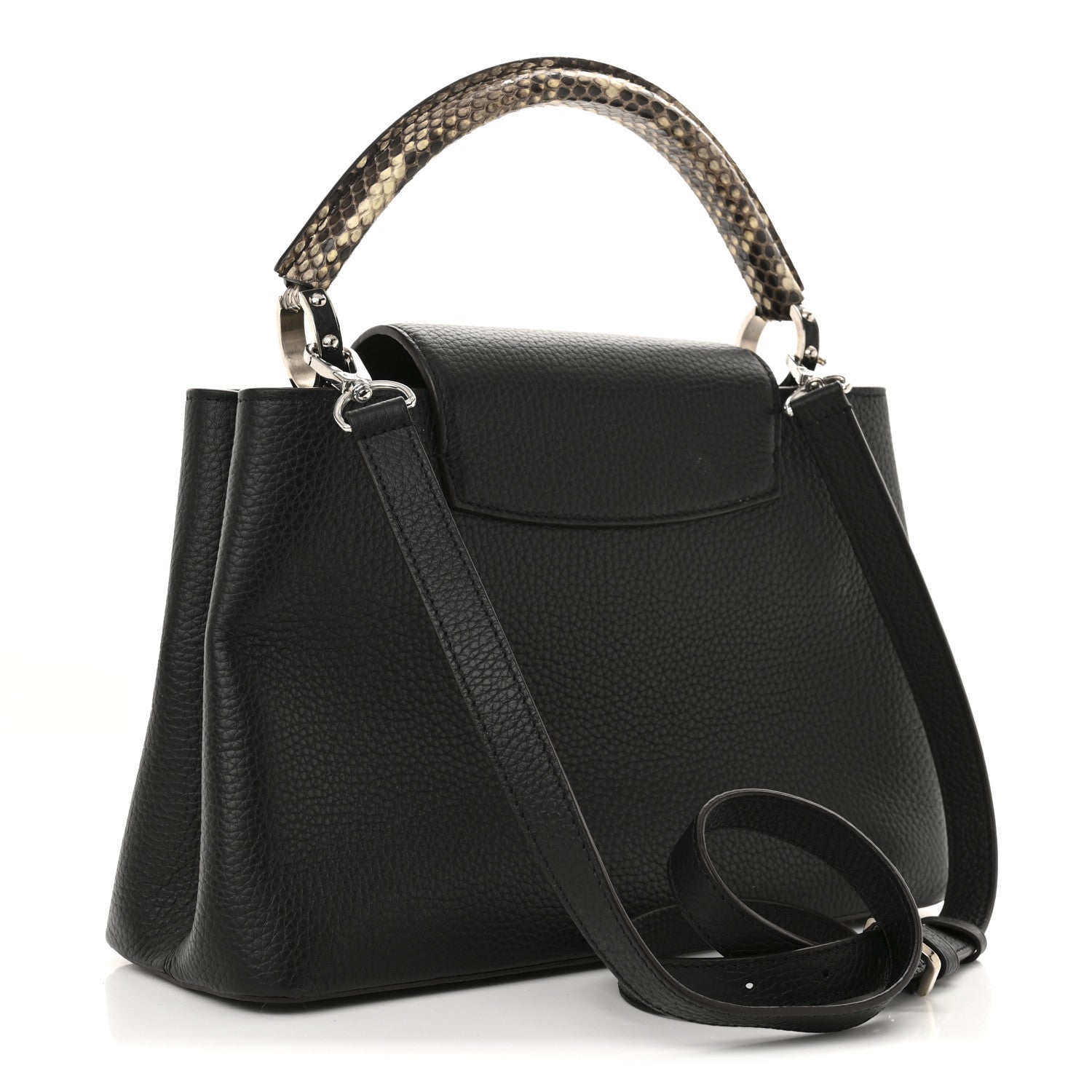 Louis Vuitton Taurillon Snakeskin Capucines PM Black 3 of 11