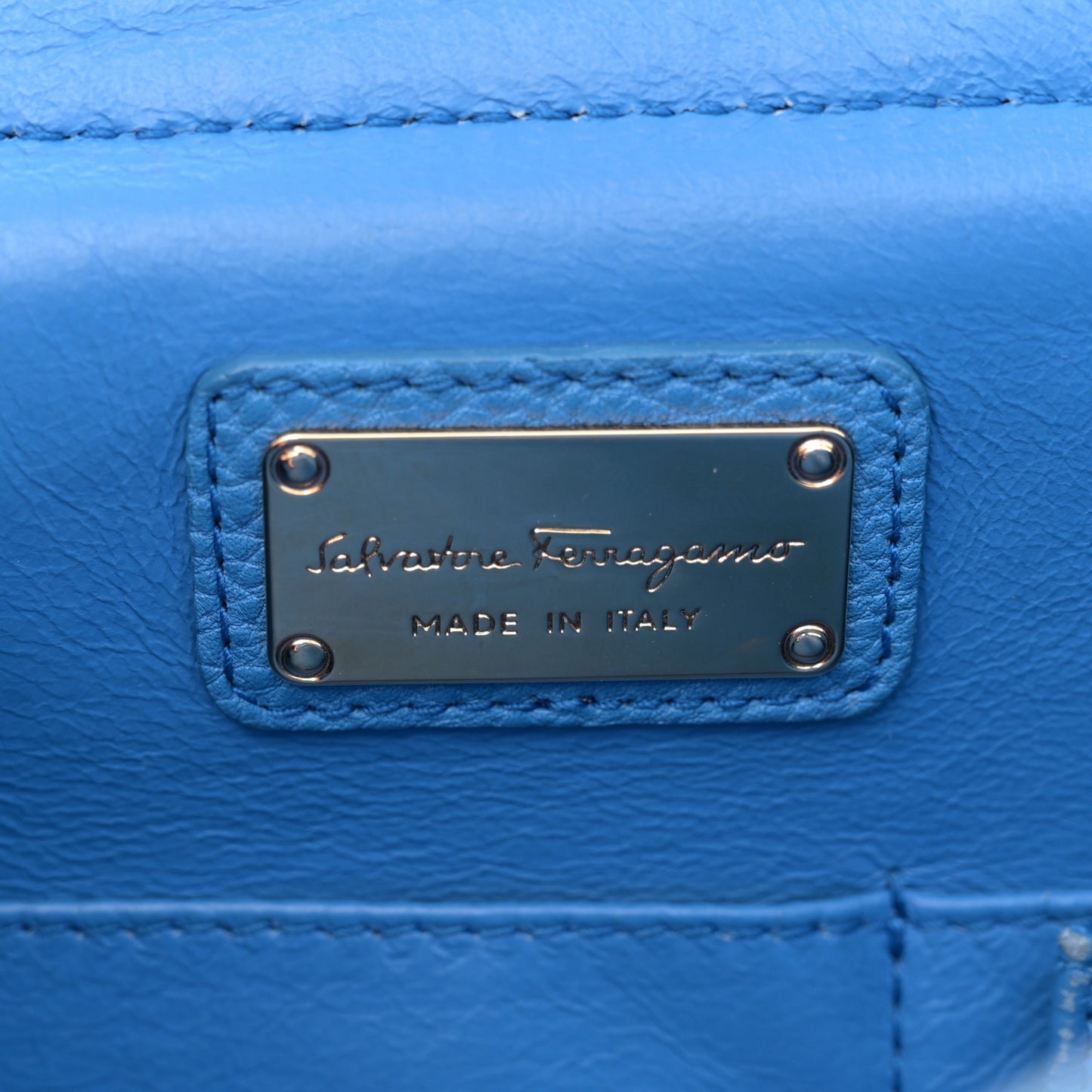 Grained Calfskin Sofia Satchel Blue
