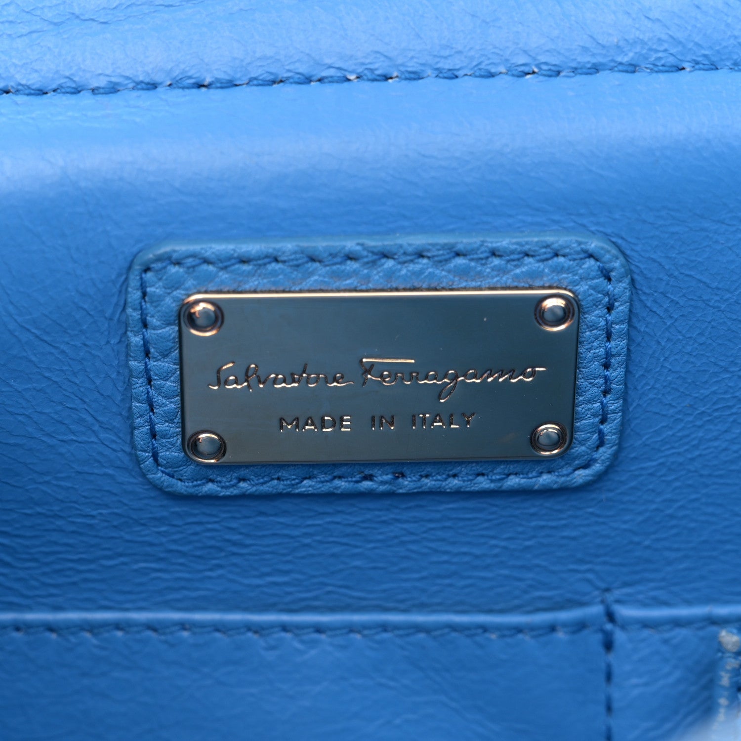 Salvatore Ferragamo Grained Calfskin Sofia Satchel Blue 6 of 14