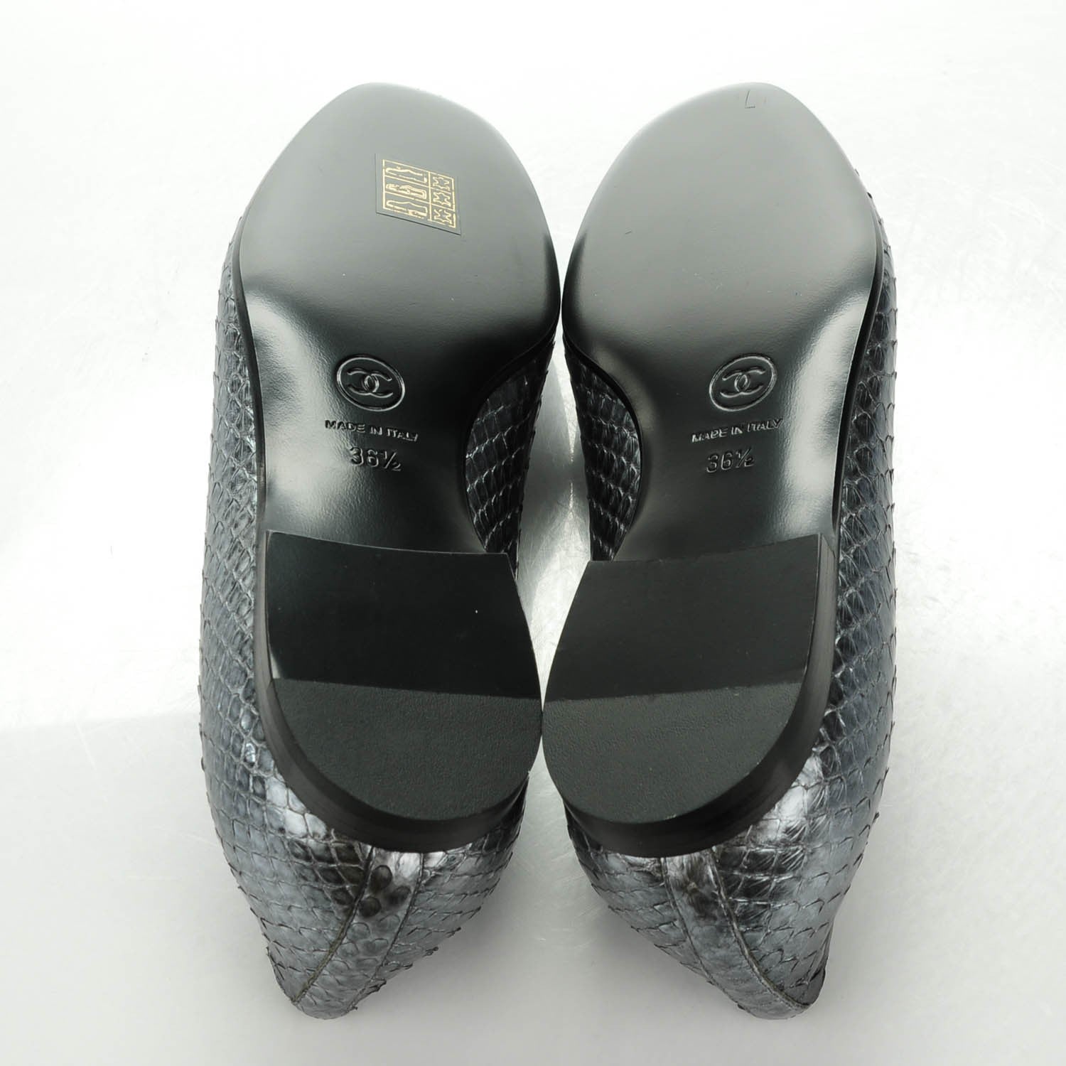 Chanel Python CC Mocassin Loafers 36.5 Dark Grey 5 of 8