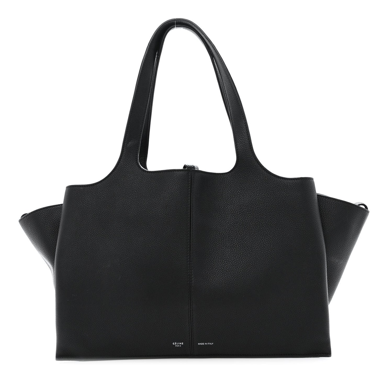 Baby Grained Calfskin Medium Tri-Fold Bag Black