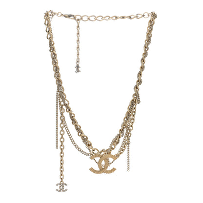 Chanel Metal Chain Link CC Multi Strand Choker Necklace Gold 3 of 5