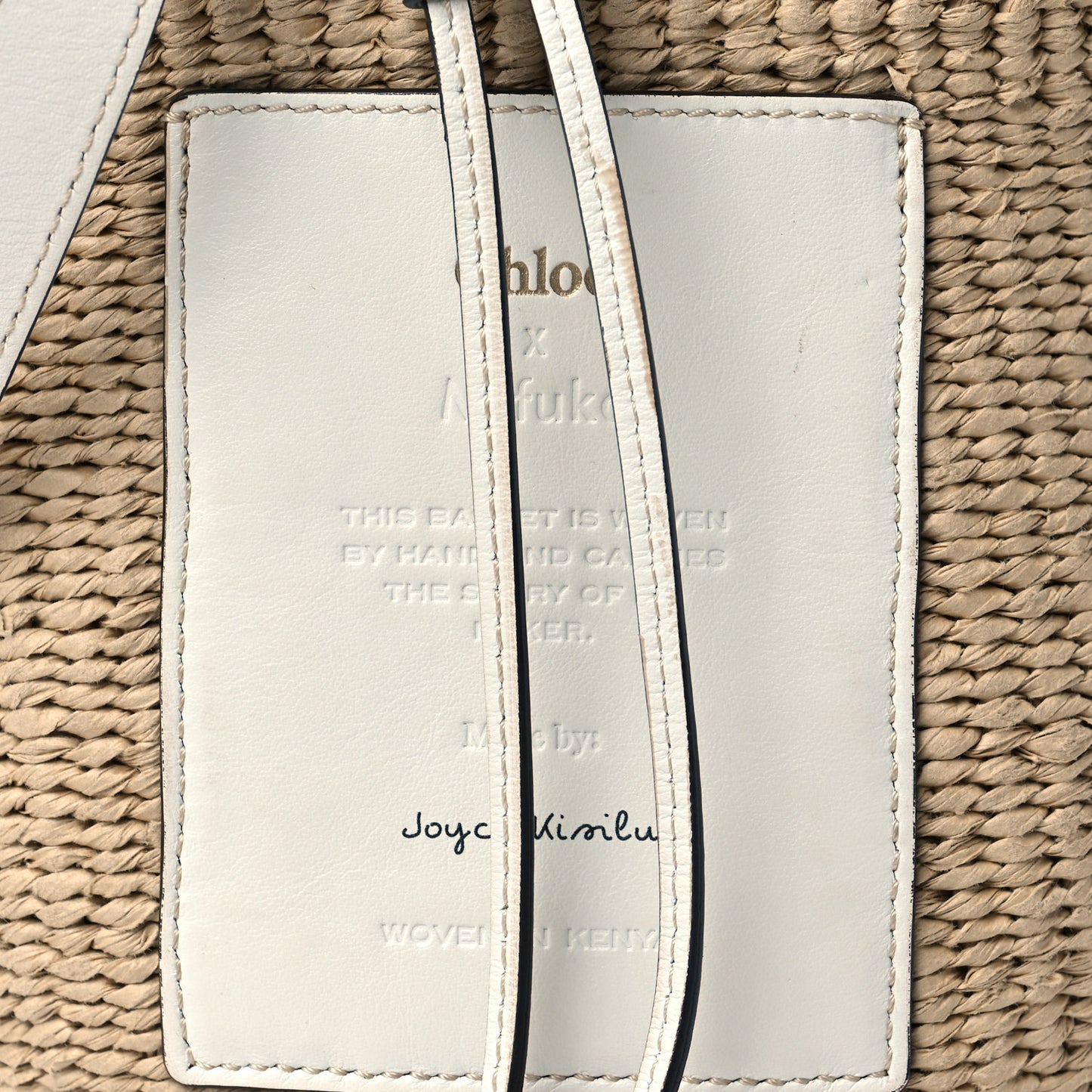 Raffia Calfskin Small Basket White
