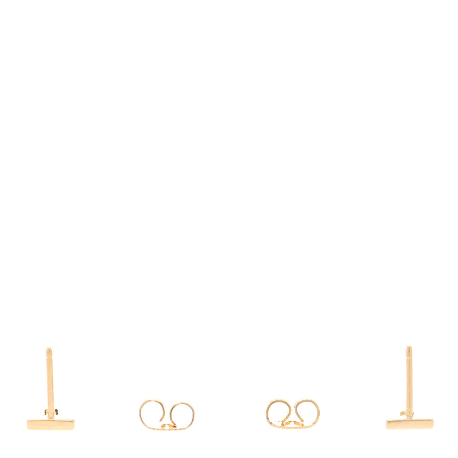 Tiffany 18K Yellow Gold Diamond T Bar Earrings 3 of 5