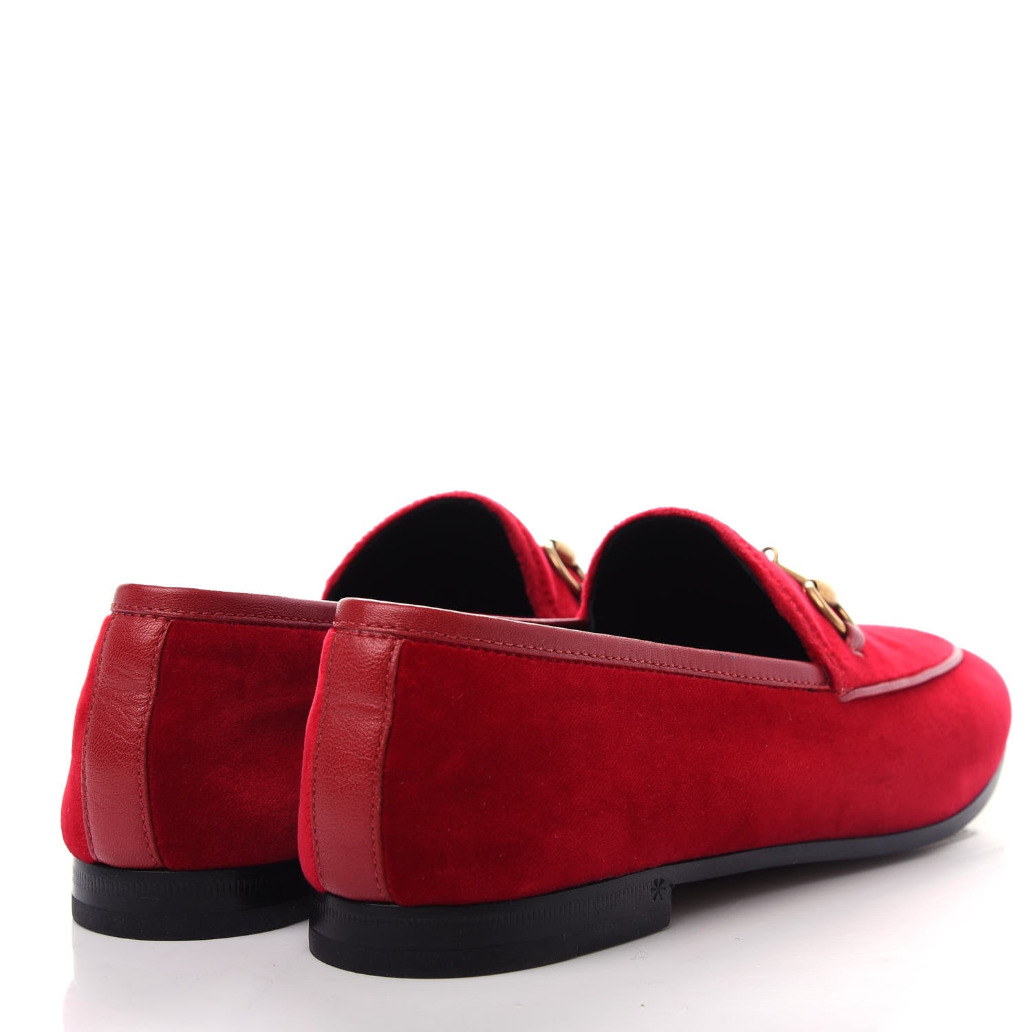 Gucci Velvet Horsebit Womens Jordaan Loafers 38 Hibiscus Red 4 of 11