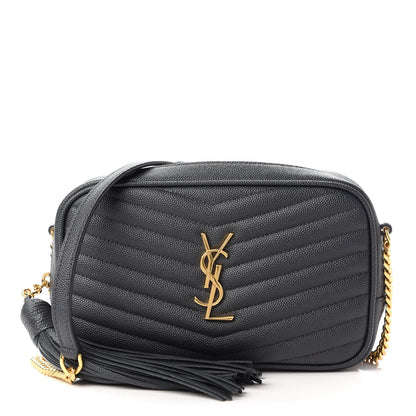 Saint Laurent Grain De Poudre Matelasse Monogram Mini Lou Camera Bag Dark Smog 1 of 11