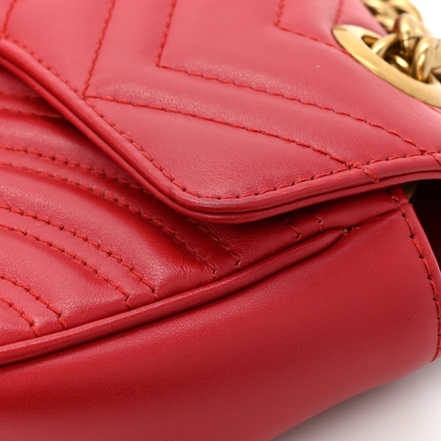 Gucci Calfskin Matelasse Mini GG Marmont Shoulder Bag Hibiscus Red 13 of 14