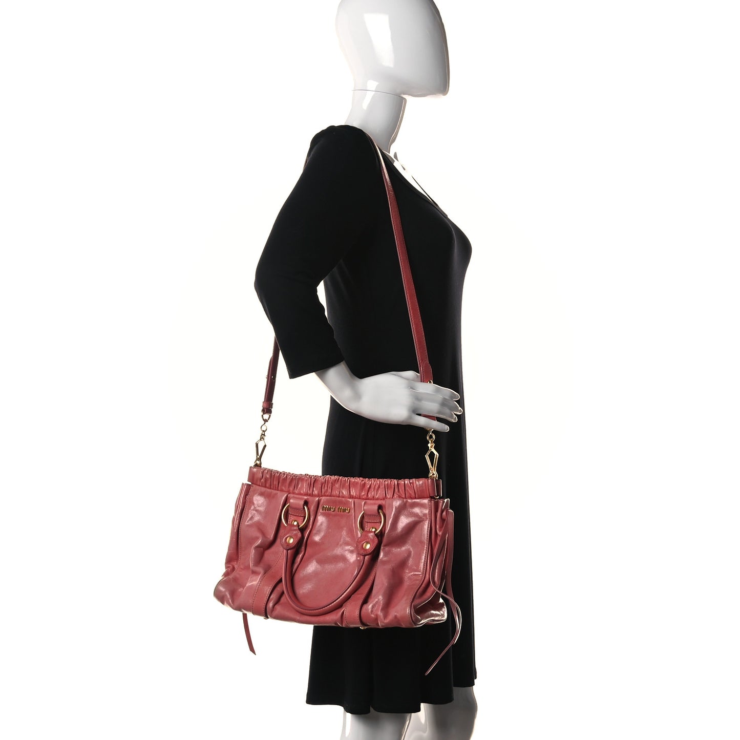 Vitello Lux Gathered Tote Rosa