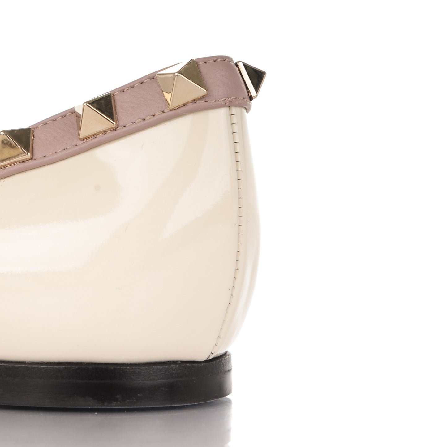 Patent Rockstud Ballerina Flats 36.5 Light Ivory Poudre