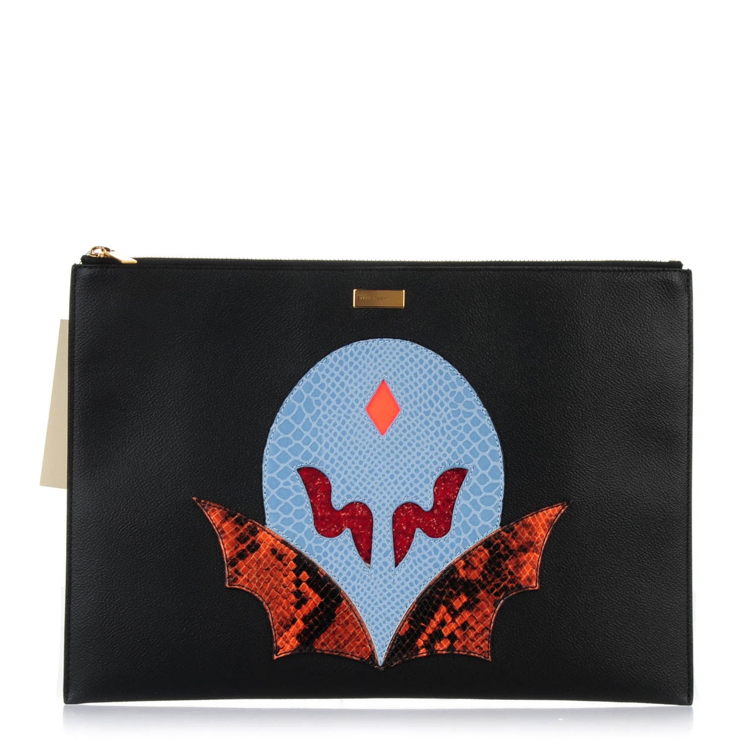 Faux Leather Superstellaheroes Zipped Clutch Black Blue