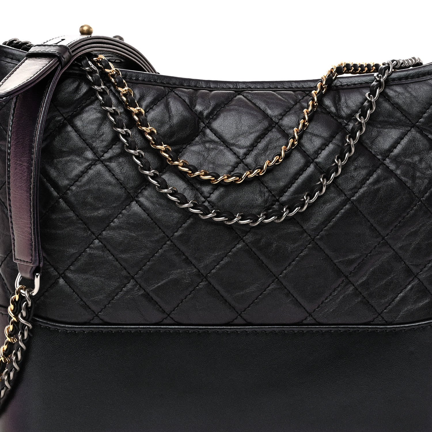 Chanel Iridescent Aged Calfskin Quilted Medium Gabrielle Hobo Black 8 of 11
