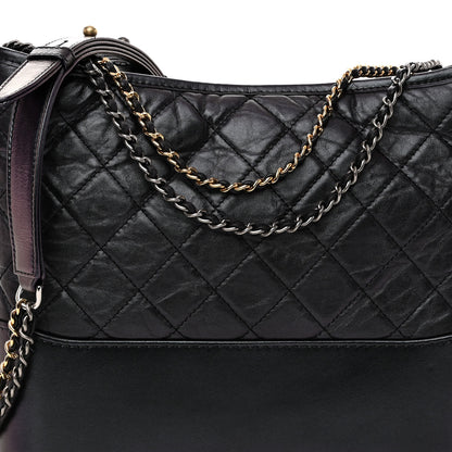 Chanel Iridescent Aged Calfskin Quilted Medium Gabrielle Hobo Black 8 of 11