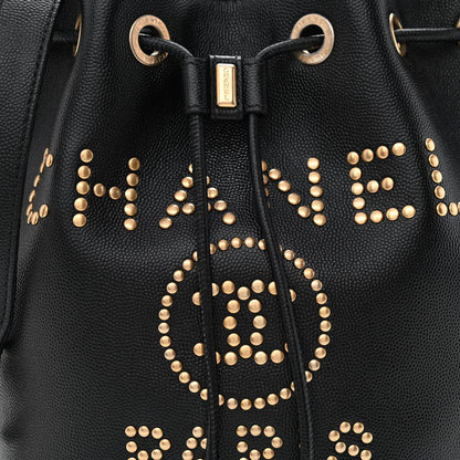 Chanel Caviar Deauville Drawstring Bucket Bag Black 7 of 10