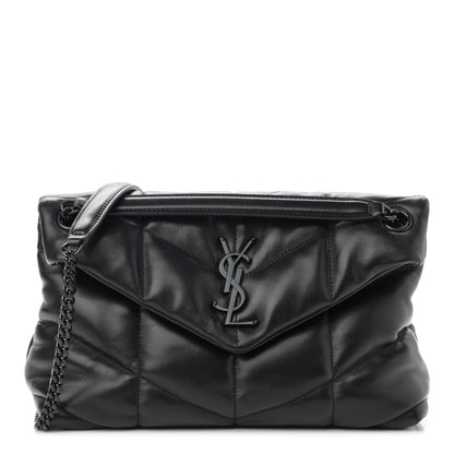 Saint Laurent Lambskin Quilted Small Loulou Puffer Monogram Chain Satchel Black 1 of 10