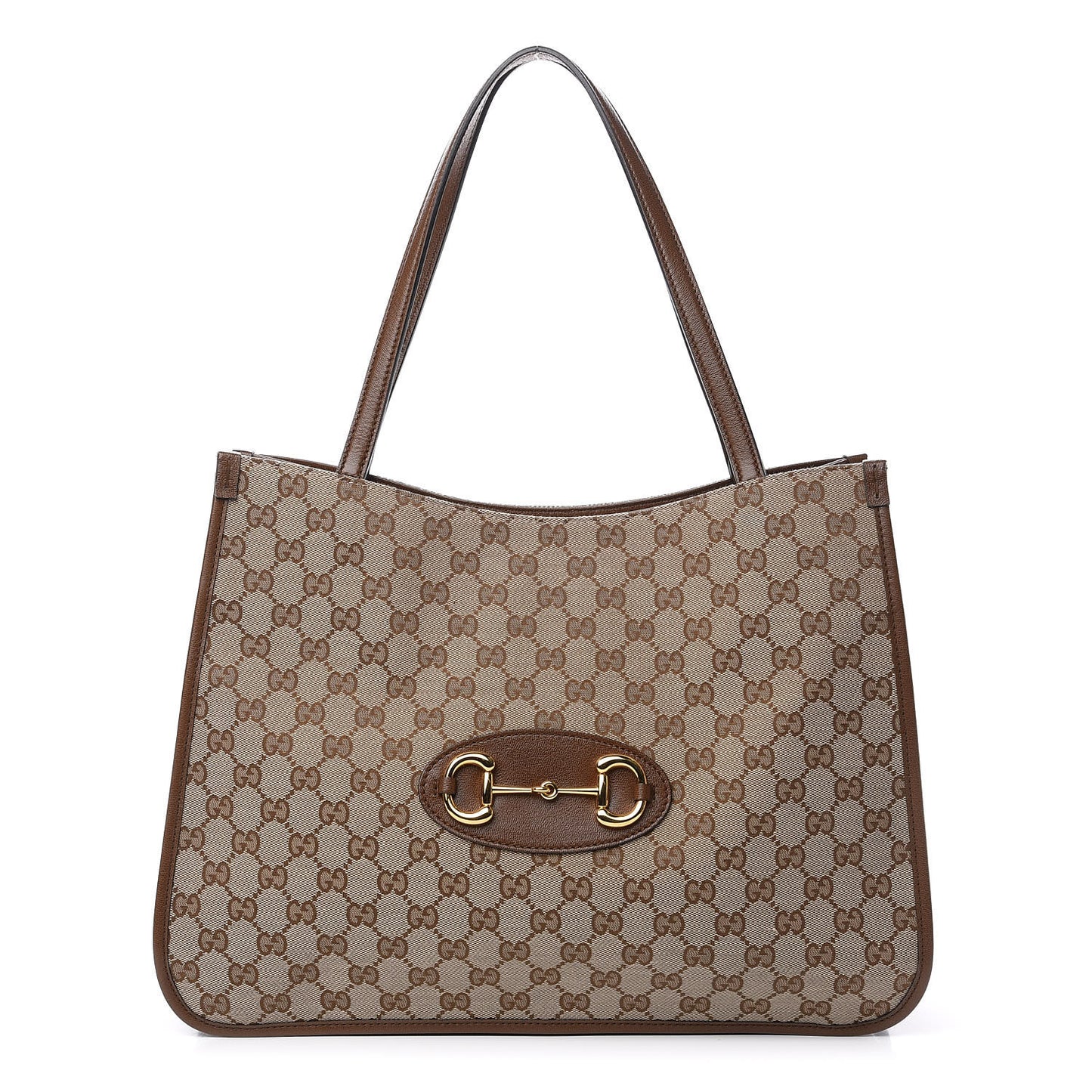 Monogram Horsebit 1955 Tote Bag Beige Brown Sugar