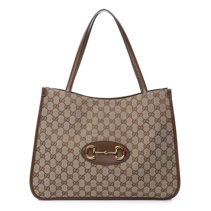 Gucci Monogram Horsebit 1955 Tote Bag Beige Brown Sugar 1 of 9