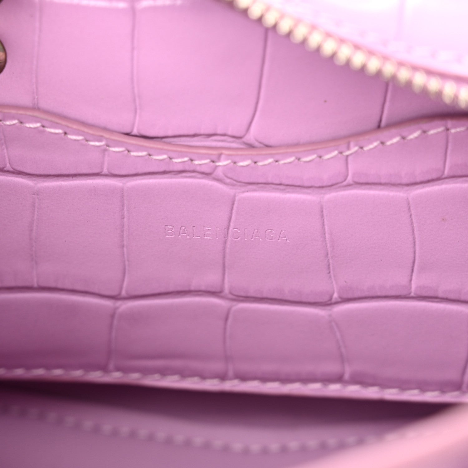 Balenciaga Calfskin Crocodile Embossed Neo Classic Silver Hardware Nano City Crossbody Lilac 6 of 9
