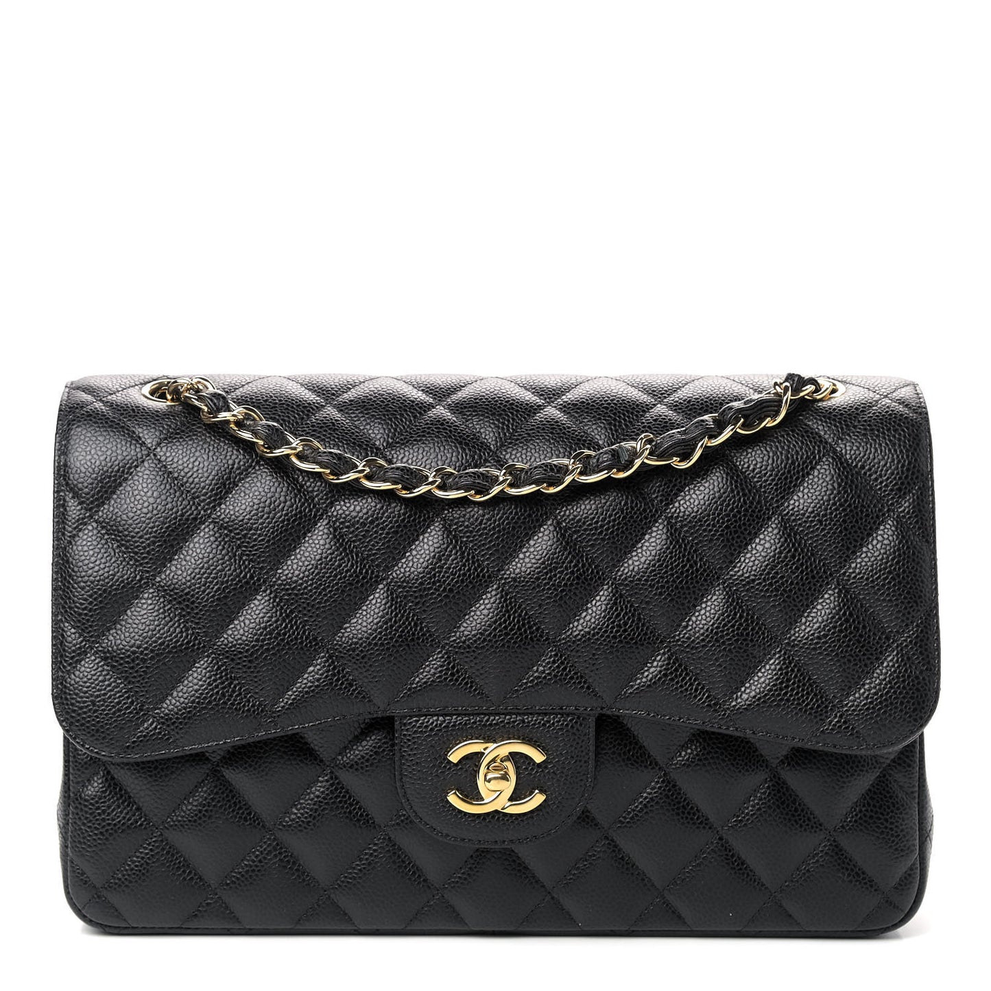 Caviar Quilted Jumbo Double Flap Black